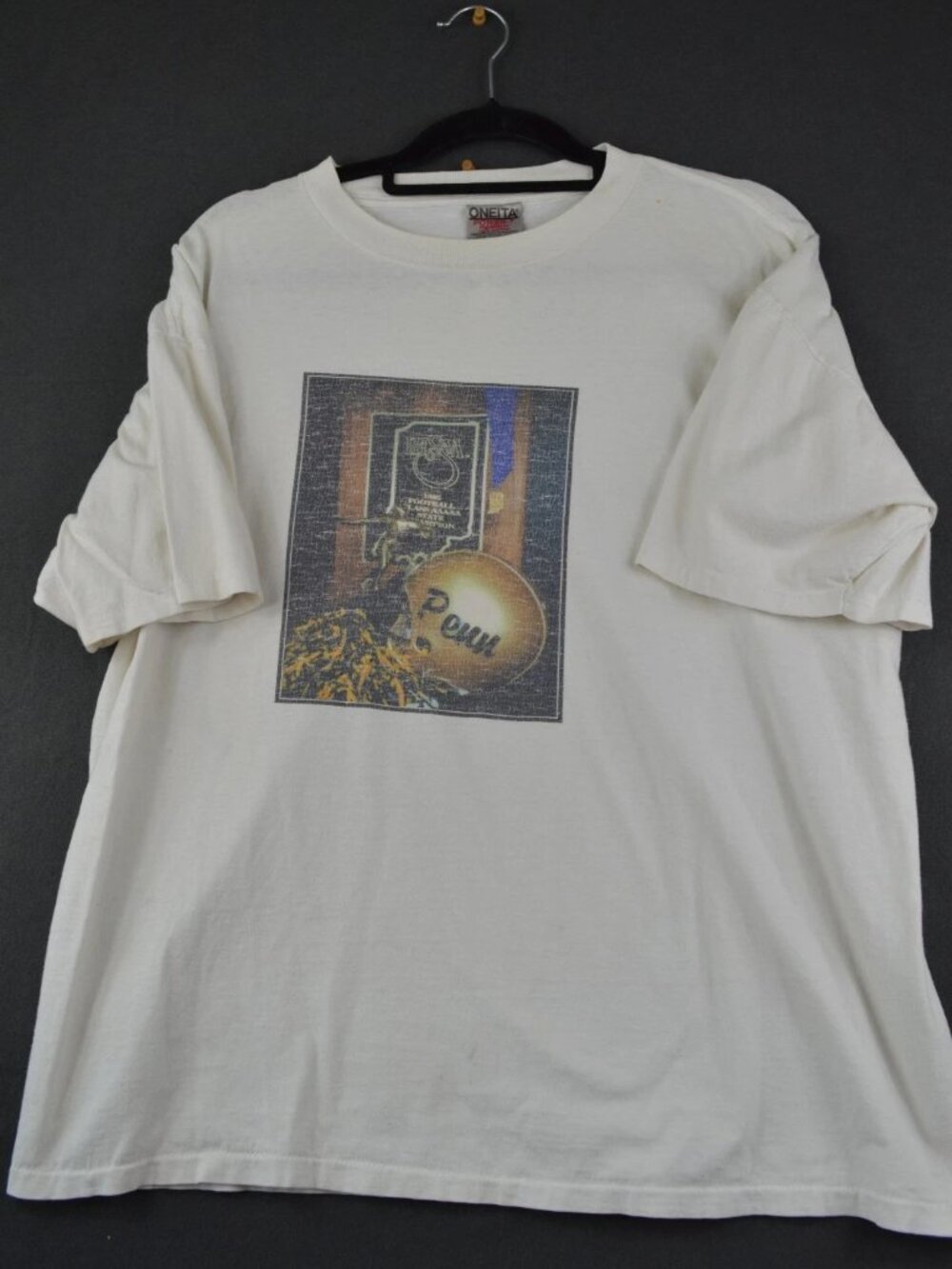 Vintage Oneita Mens White T-Shirt Penn High School Football State Champions XL